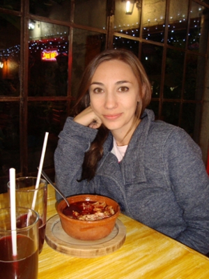 Donna eating a meal in Mexico