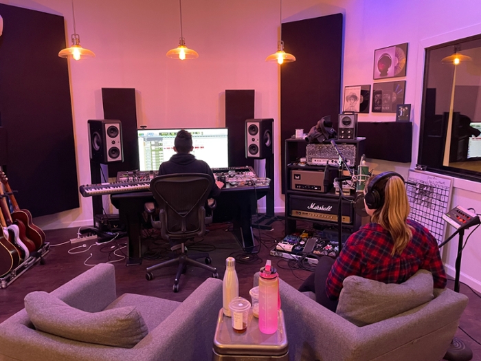 Ashley in the recording studio