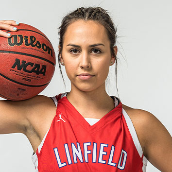 Cami posed with a basketball on her shoulders