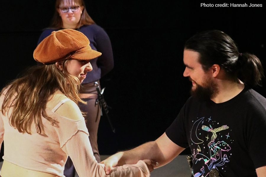 Colin and cast members in a Macbeth rehearsal.