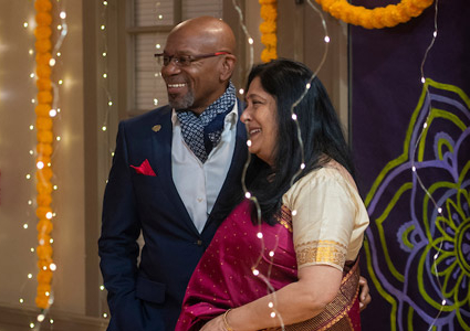 Gayatree in her sari with President Davis