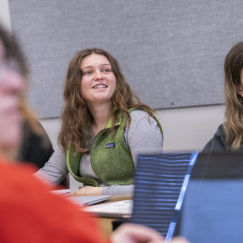 a student listening to a lecture in a psychology class.