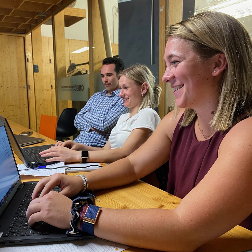 Students working in an office in Barcelona.