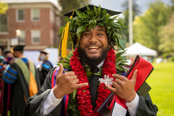 male graduate all smiles during the 2021 Carmencement celebration