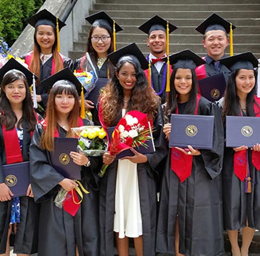 Linfield international students at graduation