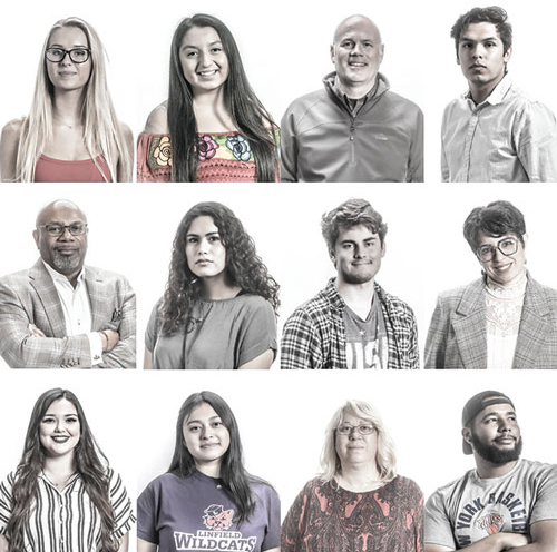 photo collage of first-generation students, faculty, staff and alumni at Linfield