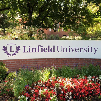 Linfield University monument sign.