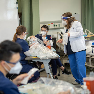 nursing students in lab