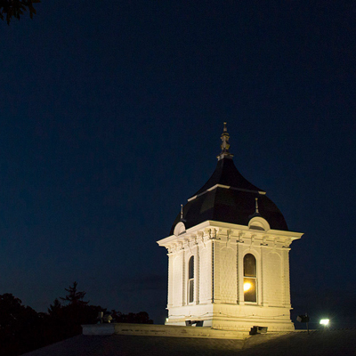 Pioneer Hall at night