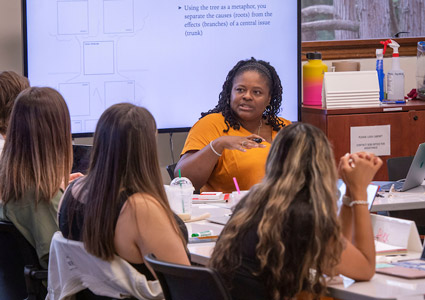 Dr. Madden teaching a class in the MS in business program.