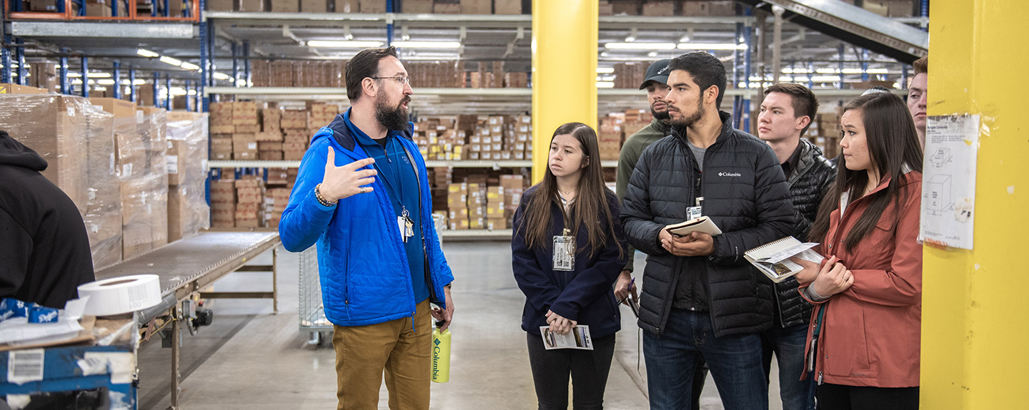 Students on a field trip in management class