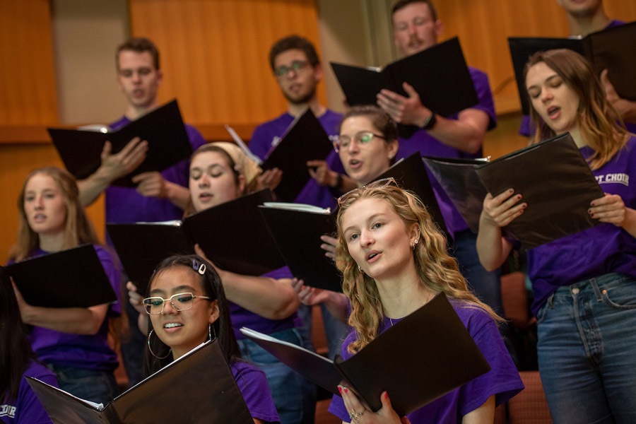 Music students singing in the spring choral concert.