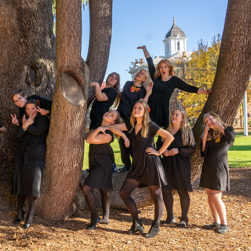 Jazz Choir group photo in the Oak Grove