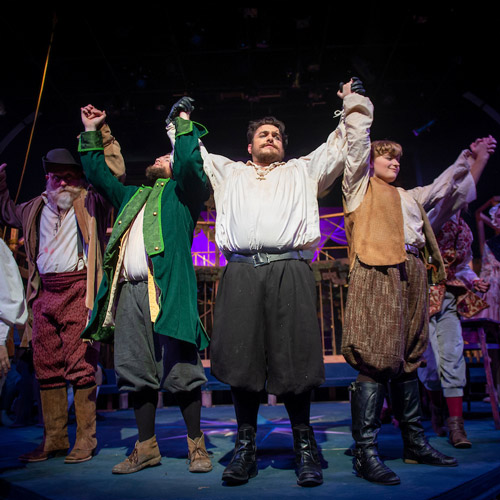 the cast of Treasure Island bowing at the final performance