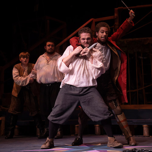 a battle scene in Treasure Island