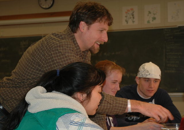 professor with students