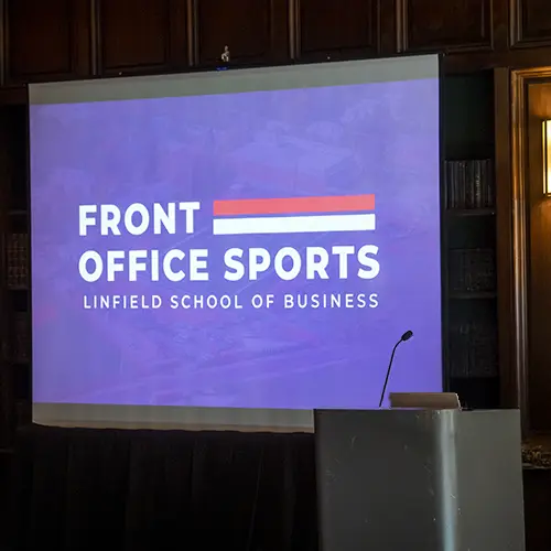 the Front Office logo shown on a presentation.