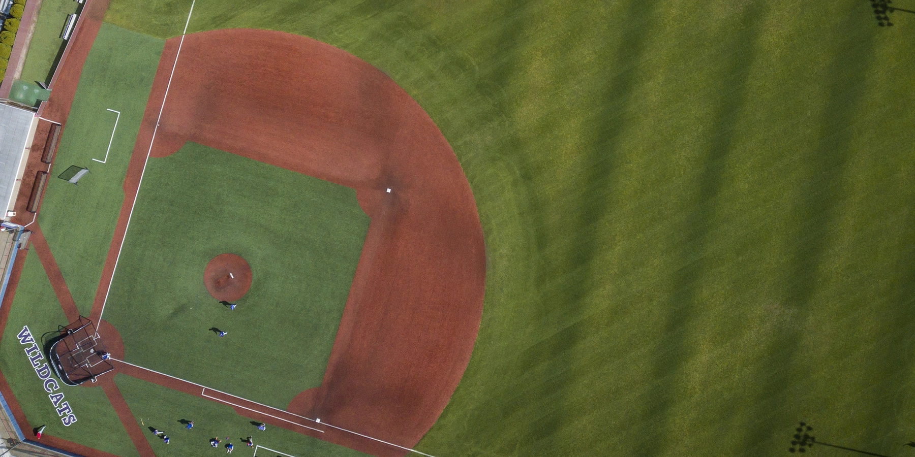Aerial photo of the Linfield baseball field.