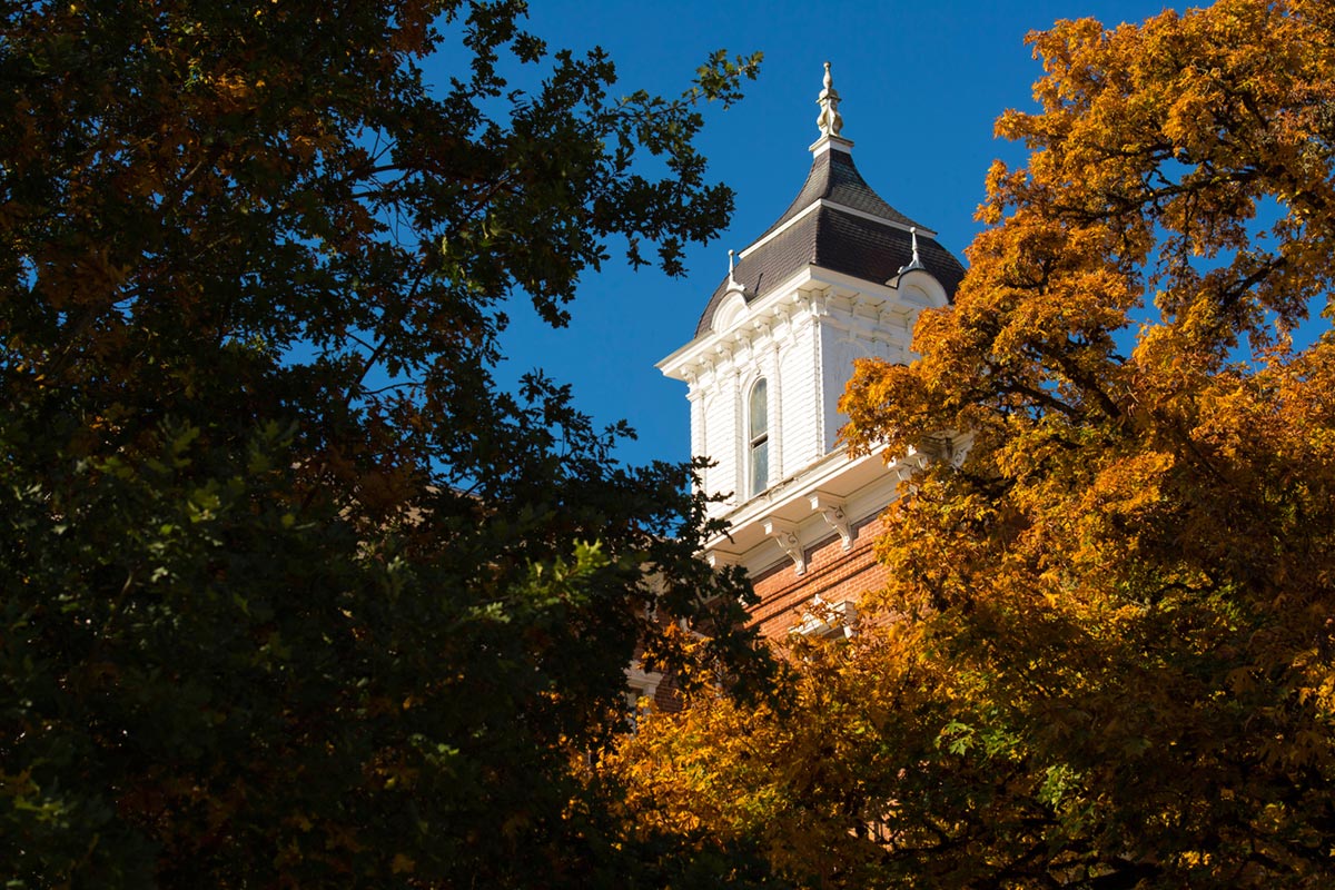 the top of Pioneer Hall