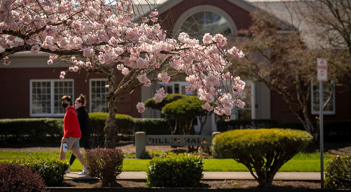 Dillin Hall in the spring