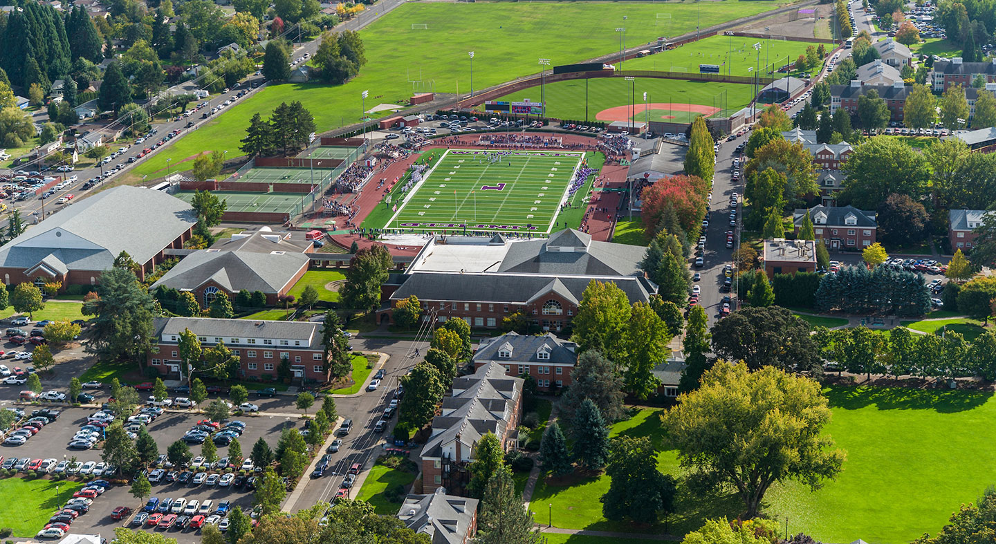aerial view of athletics complex and sports fields
