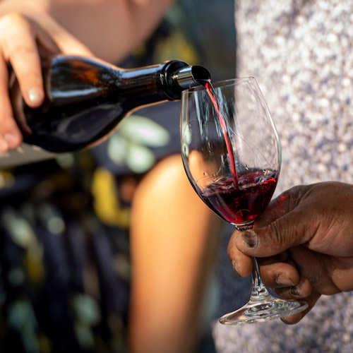 wine being poured into a glass