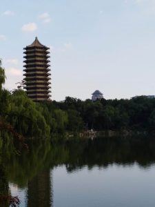 A tall tower in Beijing, China.