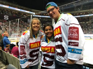 Ana, Thomas and I at a the Sparta ice hockey game! 