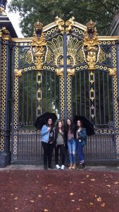 Linfield students Sarah Reiner, Rilee Macaluso (me), Haylee Harris and Carmen Chasse at Buckingham Palace