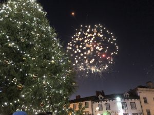 The Christmas tree and fireworks from the Big Switch On in Mansfield