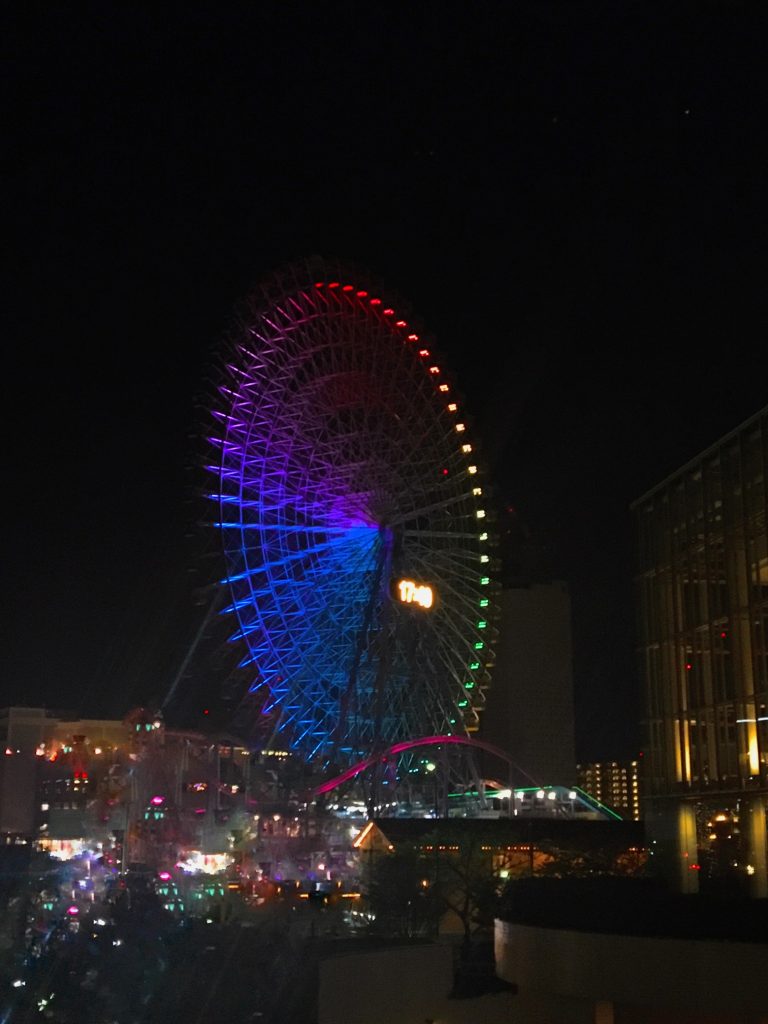 A view of the Cosmo Clock Ferris Wheel from the Seabass