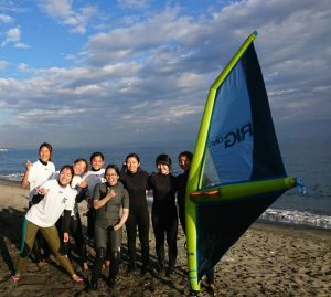 Group photo with windsurfing club members