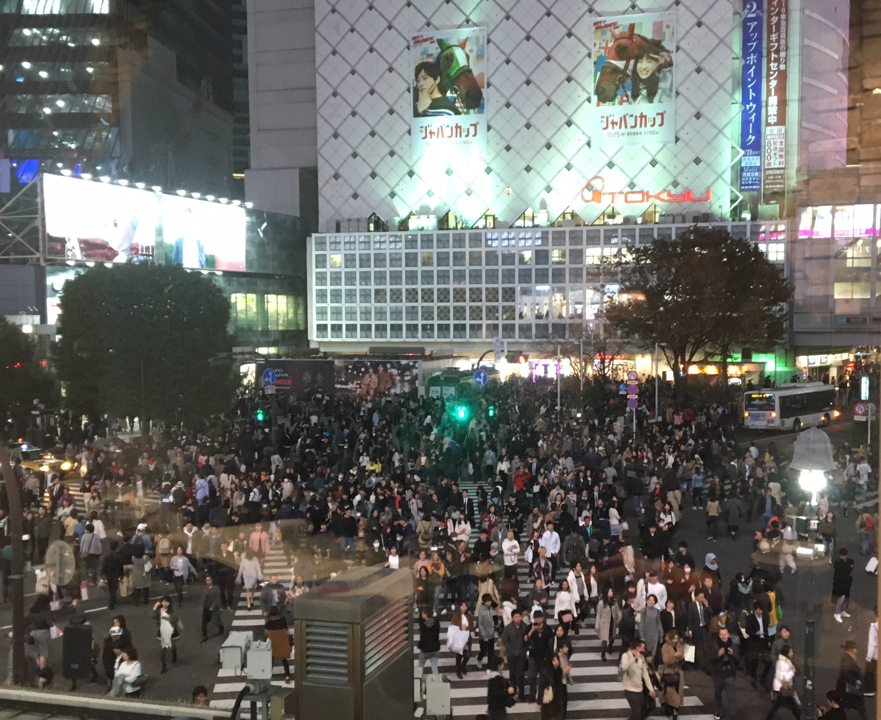 View of Shibuya scramble-crossing street from Starbucks