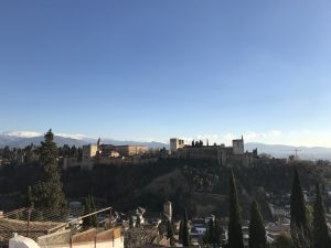 View of the Alhambra from Plaza San Nicolas 