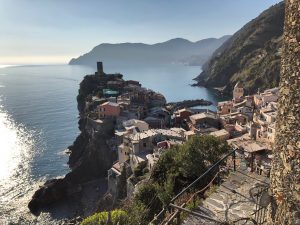 Hike overlooking village in Cinque Terre.