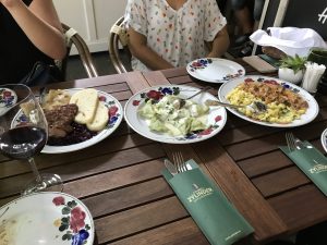 Three traditional Slovakian dishes on a table 