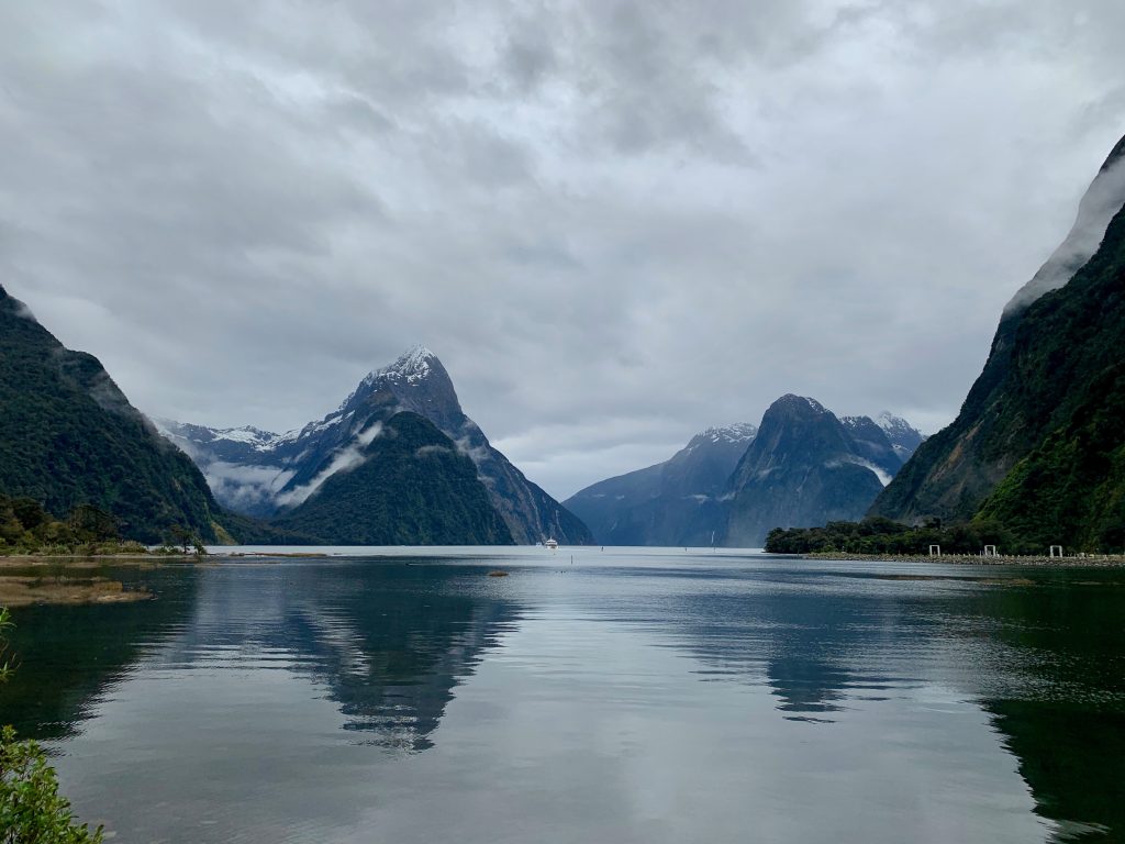 Milford Sound surrounded by mountains