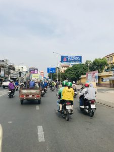 Ho Chi Minh City, Vietnam. Roads busy with motorcyclists