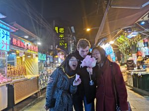 Eating cotton candy in Xi'an