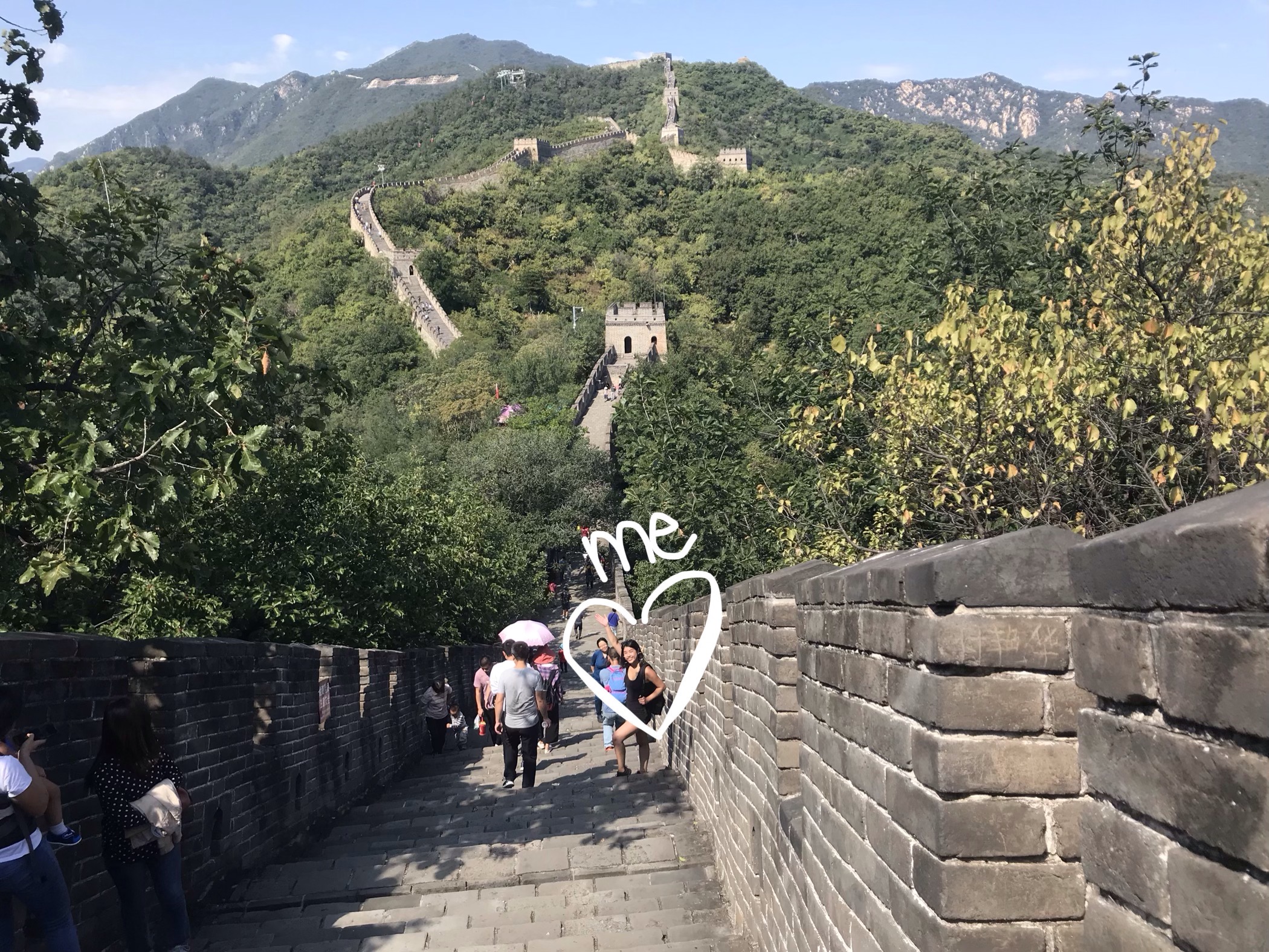 Students walking on the Great Wall of China