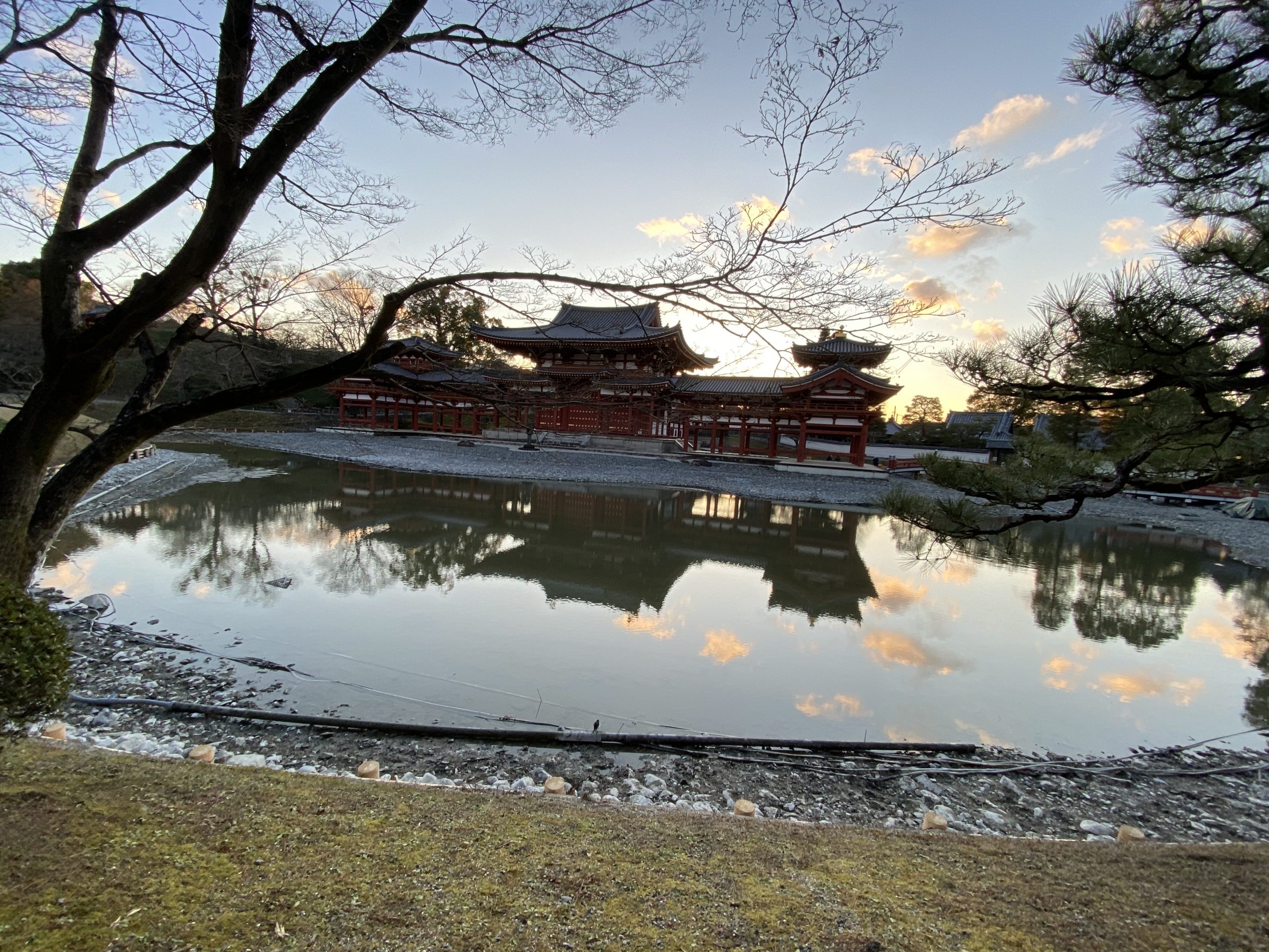 Byodoin, a red temple during the sunset