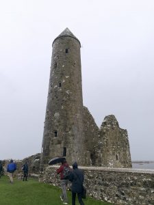 Round stone tower at Clonmacnoise