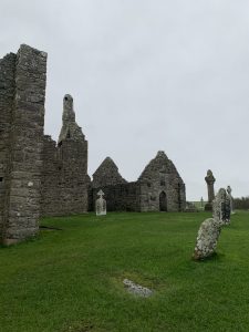 Ancient monastic site of stone ruins at Clonmacnoise