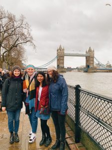 Friends with Tower Bridge in the background.