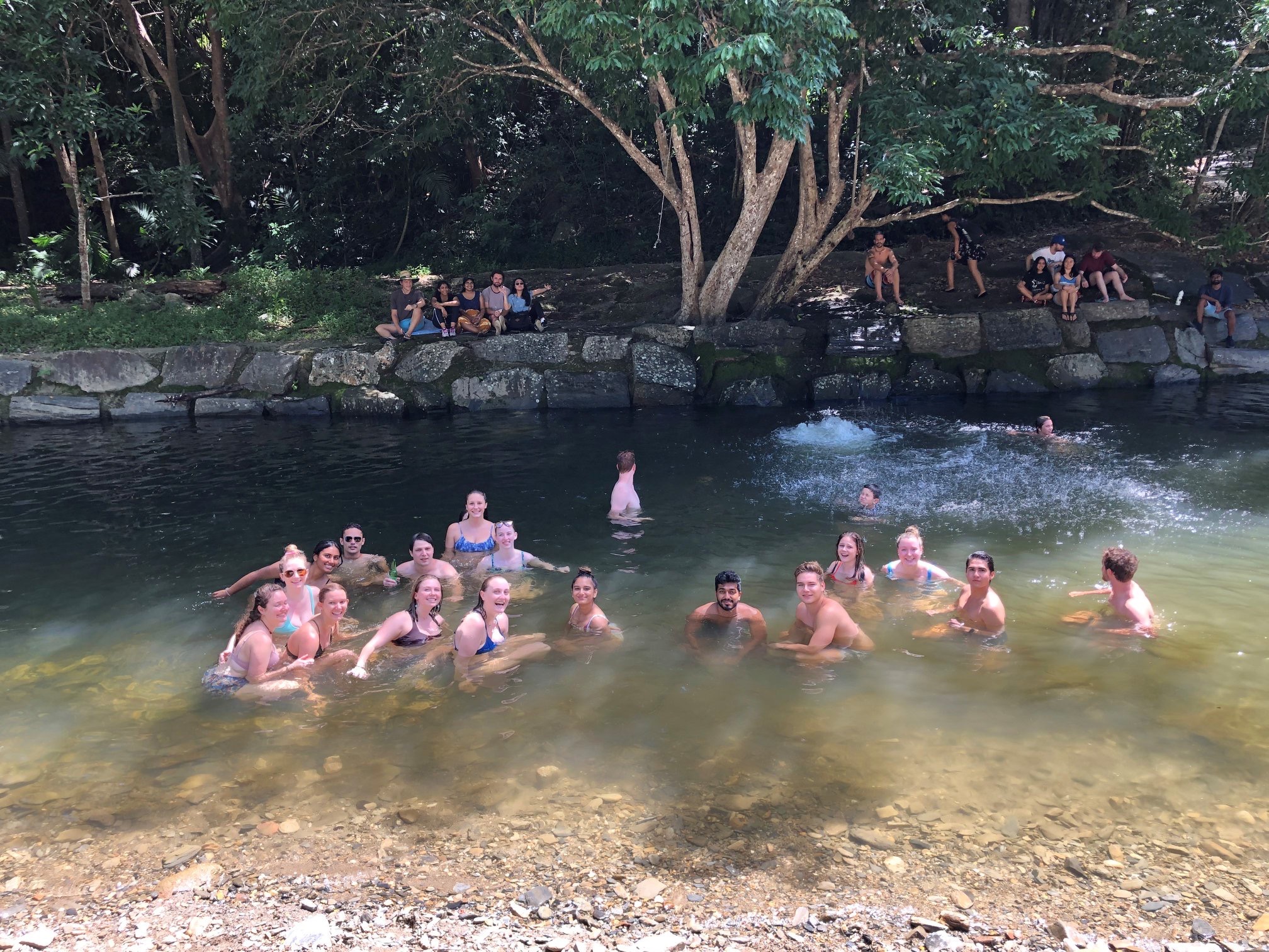 Cairns Student Lodge residents in a swimming hole