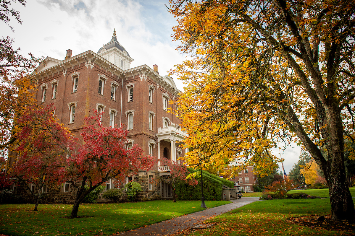 Pioneer Hall in the fall
