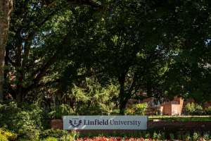 Entrance sign to Linfield University
