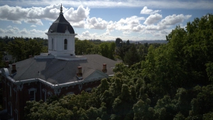 Aerial photo of Pioneer Hall view